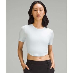 Lululemon Hold Tight Cropped Short Sleeve Ribbed TShirt ~4 Light Blue Curved Hem
